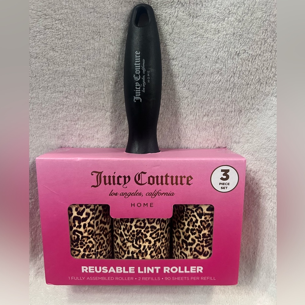 ✨ Juicy Couture Leopard Print Lint Roller Set 3pc – Chic Reusable Roller NWT ✨